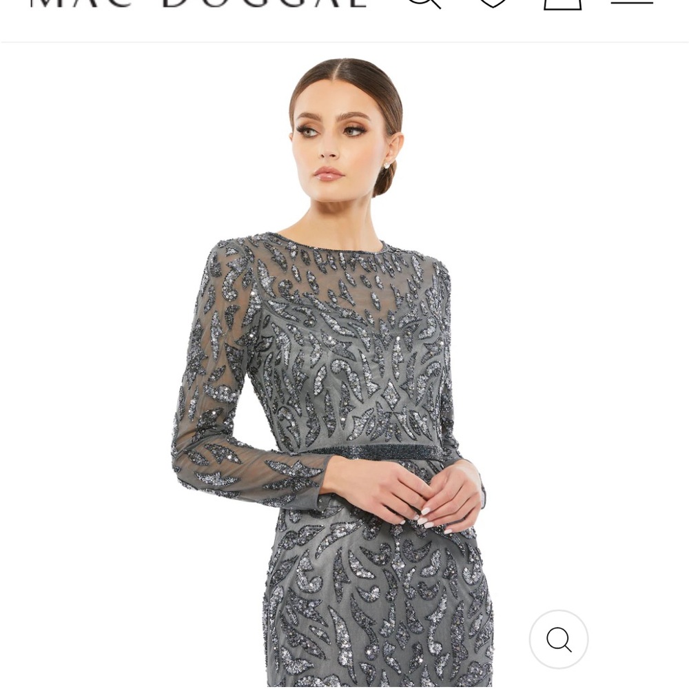 Beautiful used Charcoal beaded Mac Duggal gown.